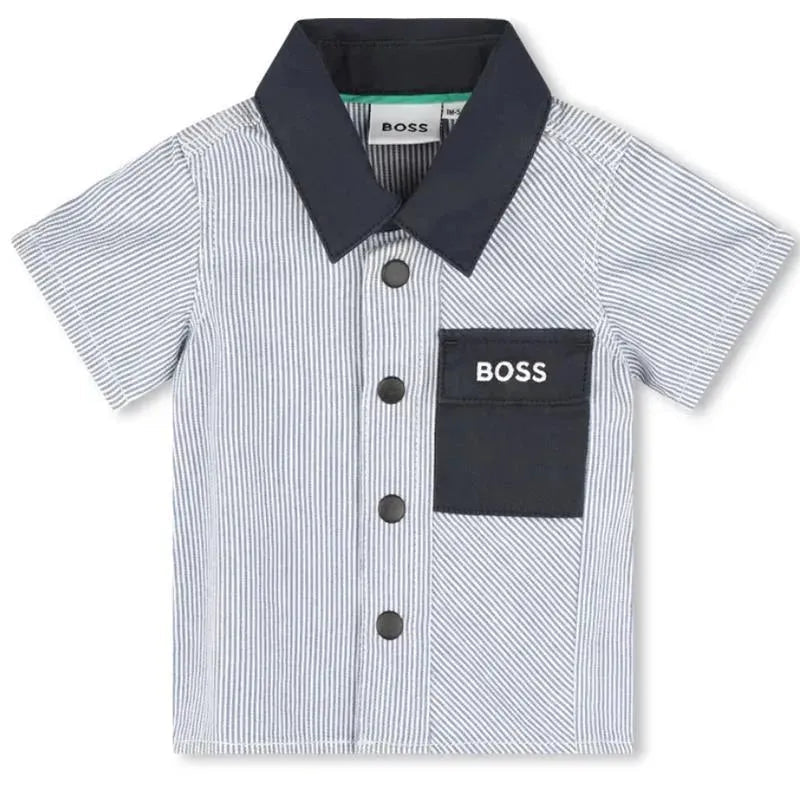 Hugo Boss Baby - Cotton Twill Shorts & Top Boy, White/Blue