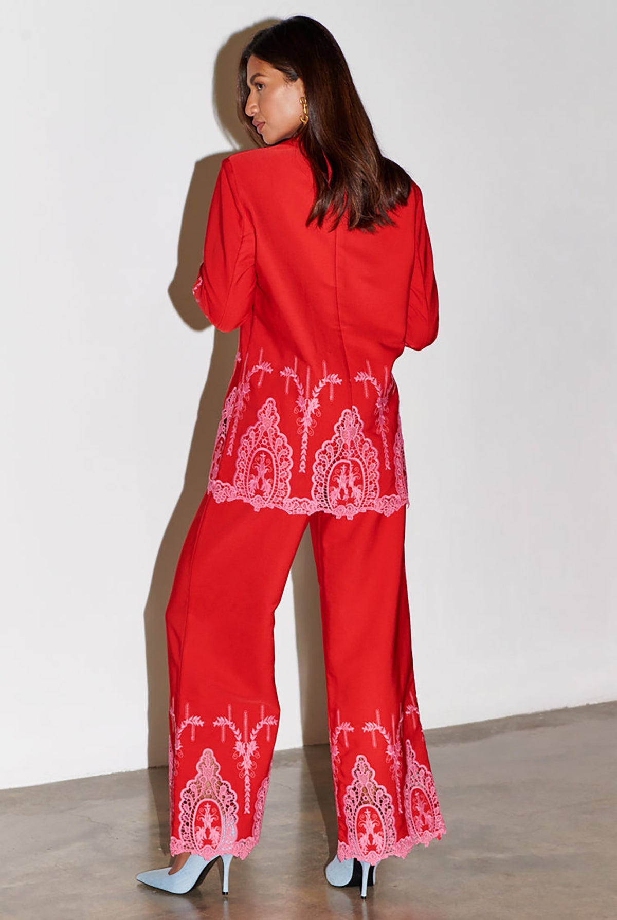 Red And Pink Lace Frany Blazer