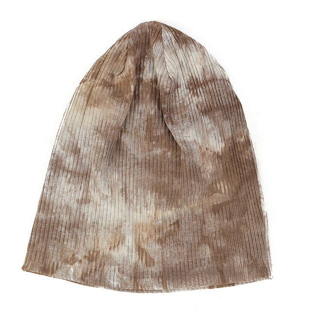 Winter Casual Cotton Ribbed Tie Dye Beanie Hat