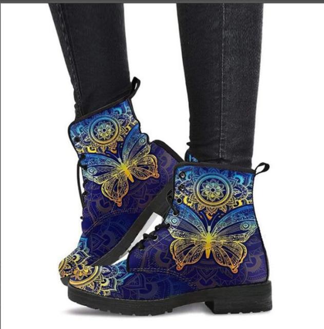 Digital Print Skull Pattern PU Boots