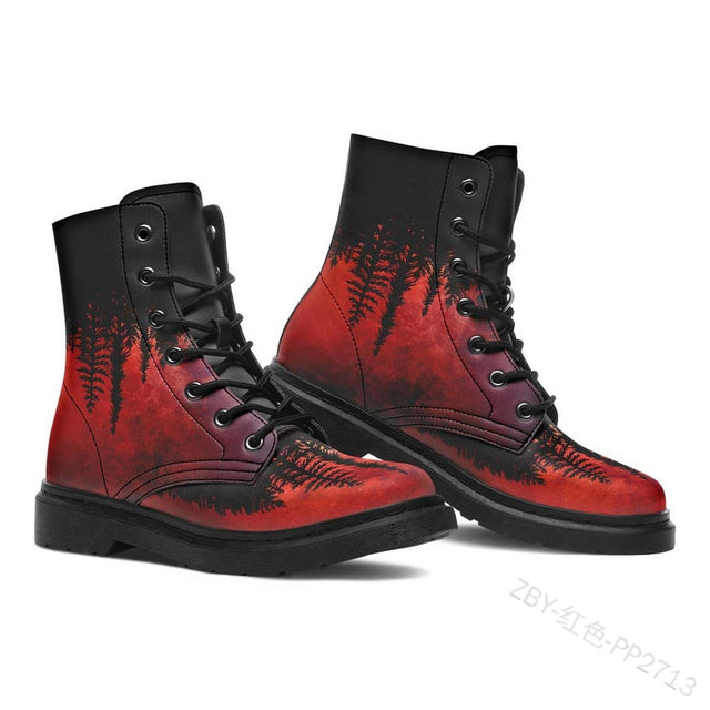 Digital Print Skull Pattern PU Boots
