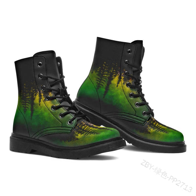 Digital Print Skull Pattern PU Boots
