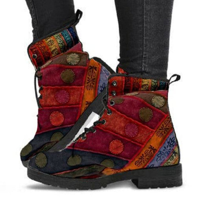 Digital Print Skull Pattern PU Boots