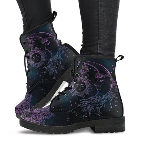 Digital Print Skull Pattern PU Boots