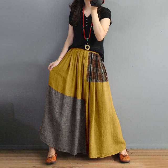 Casual Elastic Femme Maxi Skirt