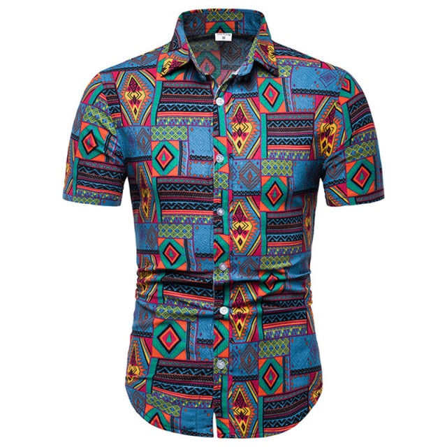 African Ethnic Print Hawaiian Shirts