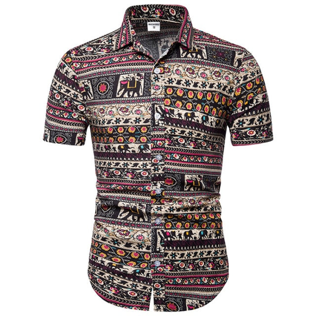 African Ethnic Print Hawaiian Shirts