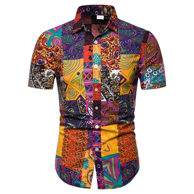 African Ethnic Print Hawaiian Shirts