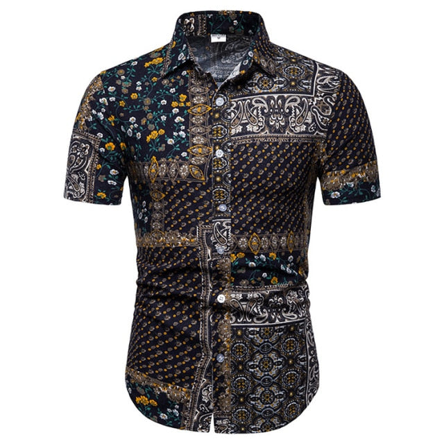 African Ethnic Print Hawaiian Shirts