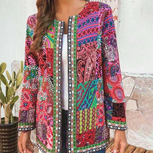 Ethnic Print Long Sleeve Jacket