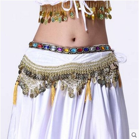 Velvet Lantern Gold Coins Belly Dance Hip Scarf For Women