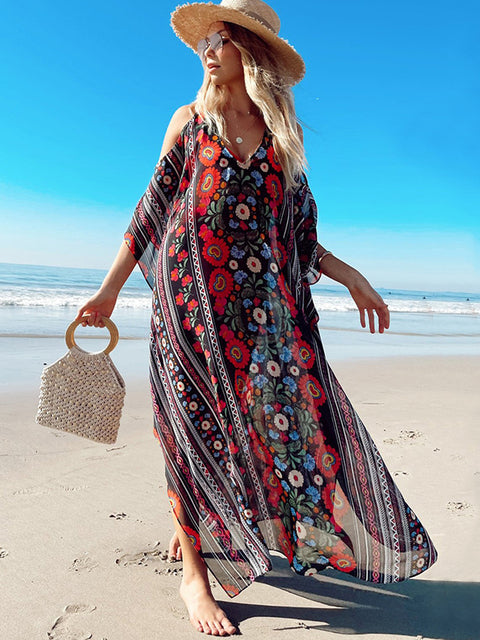 Chiffon Plus Size Bikini Cover Up Maxi Dress