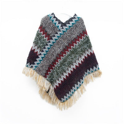 Plaid Tassel Cashmere Wrap Scarf