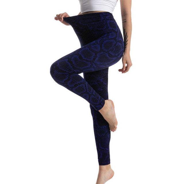 Seamless Serpentine Printed Slim Breathable Ankle-Length Pants