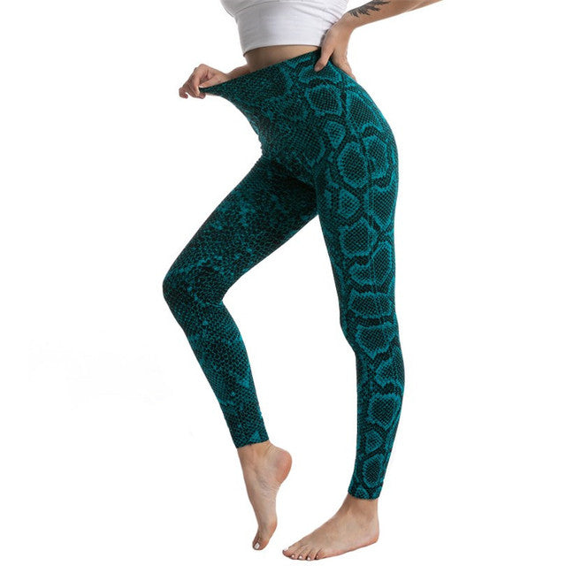 Seamless Serpentine Printed Slim Breathable Ankle-Length Pants