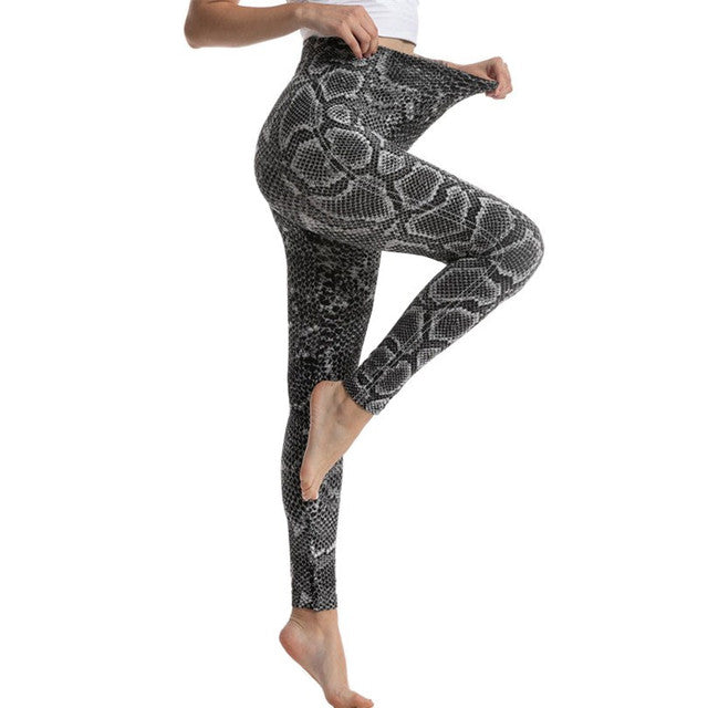 Seamless Serpentine Printed Slim Breathable Ankle-Length Pants
