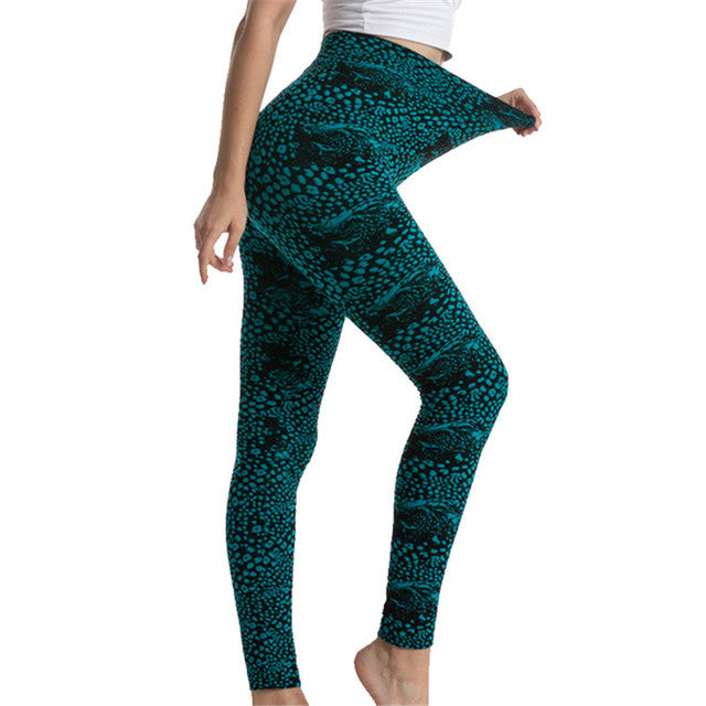 Seamless Serpentine Printed Slim Breathable Ankle-Length Pants