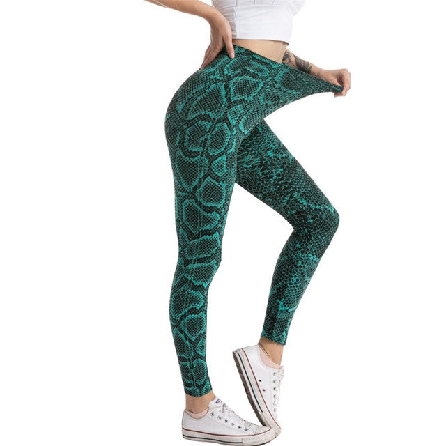 Seamless Serpentine Printed Slim Breathable Ankle-Length Pants