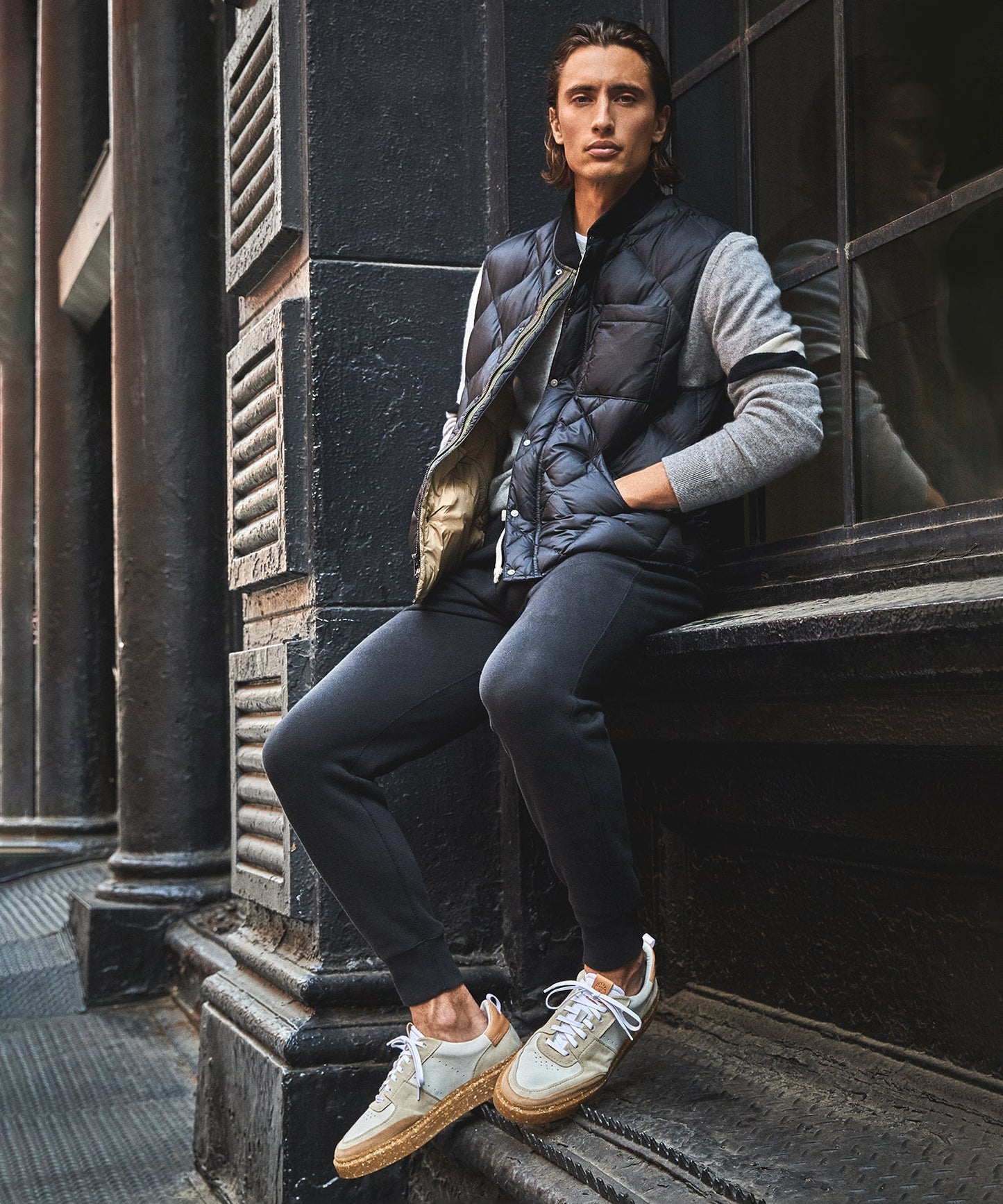 Quilted Nylon Liner Vest in Black