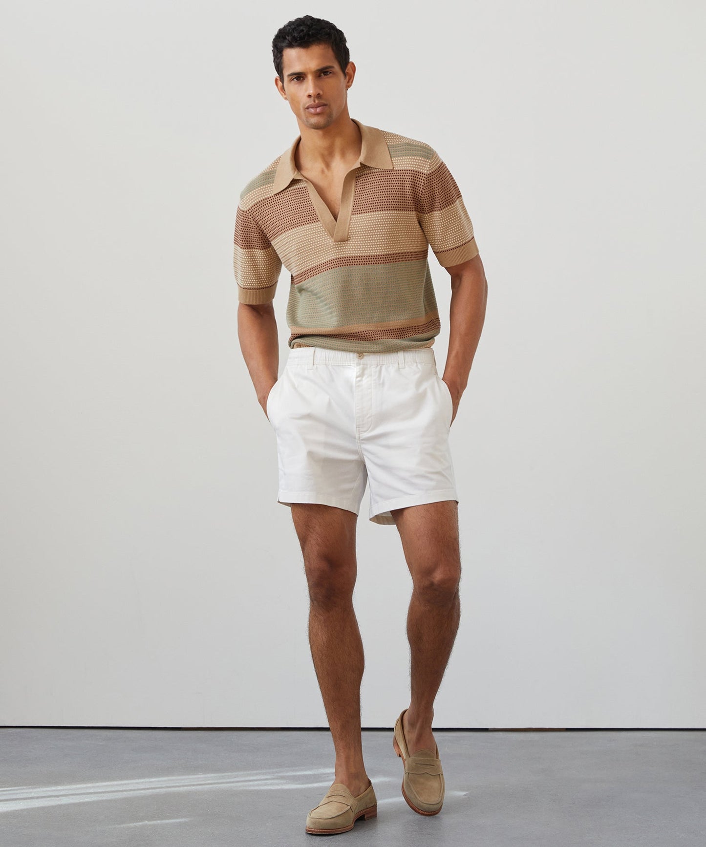 Relaxed Stripe Montauk Polo in Baja Dunes