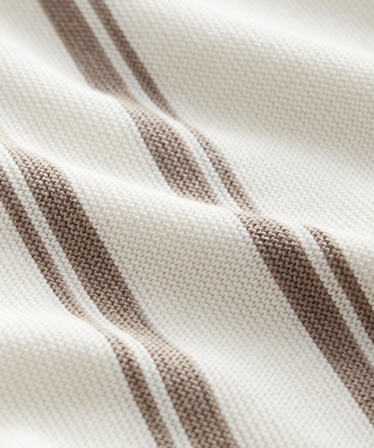 Striped Silk-Cotton Polo in Bisque