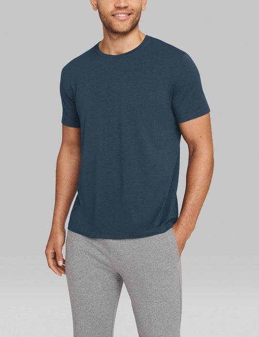 Second Skin Crew Neck Tee in Dress Blue