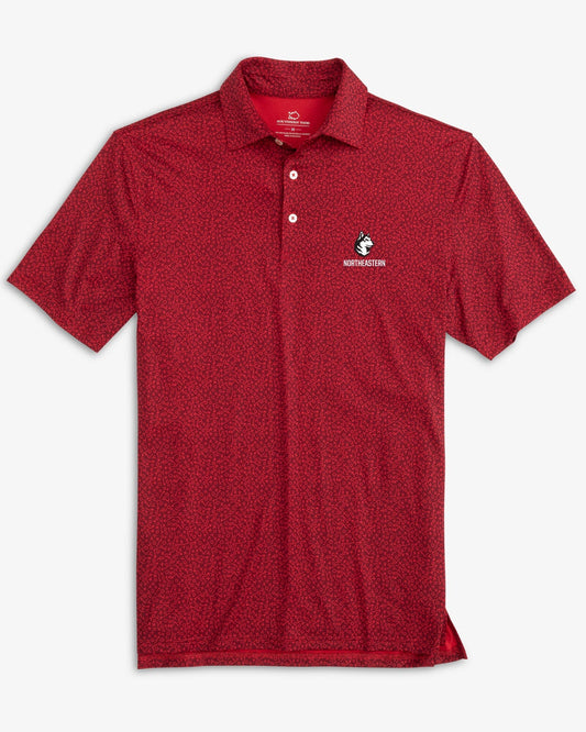 The front view of the Northeastern Huskies Driver Gameplay Polo by Southern Tide - Chianti