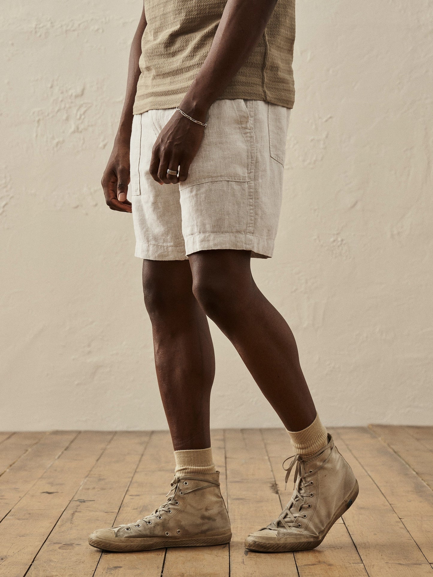 Natural Loomed Linen Fatigue Short