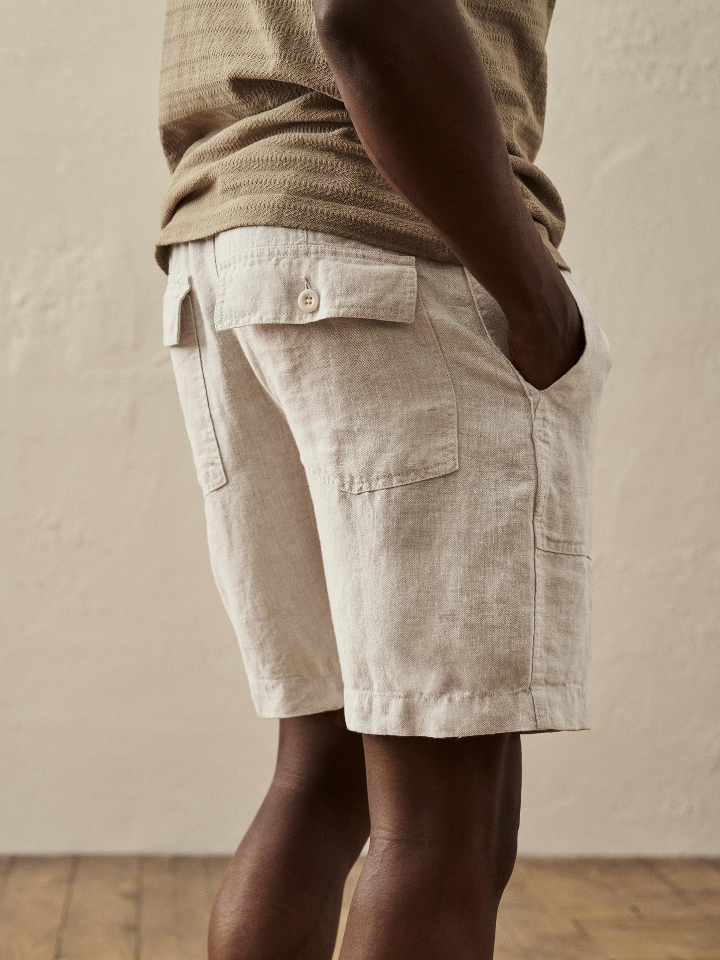 Natural Loomed Linen Fatigue Short