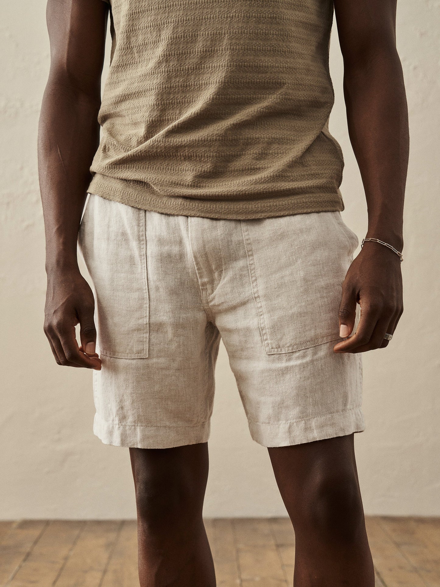 Natural Loomed Linen Fatigue Short