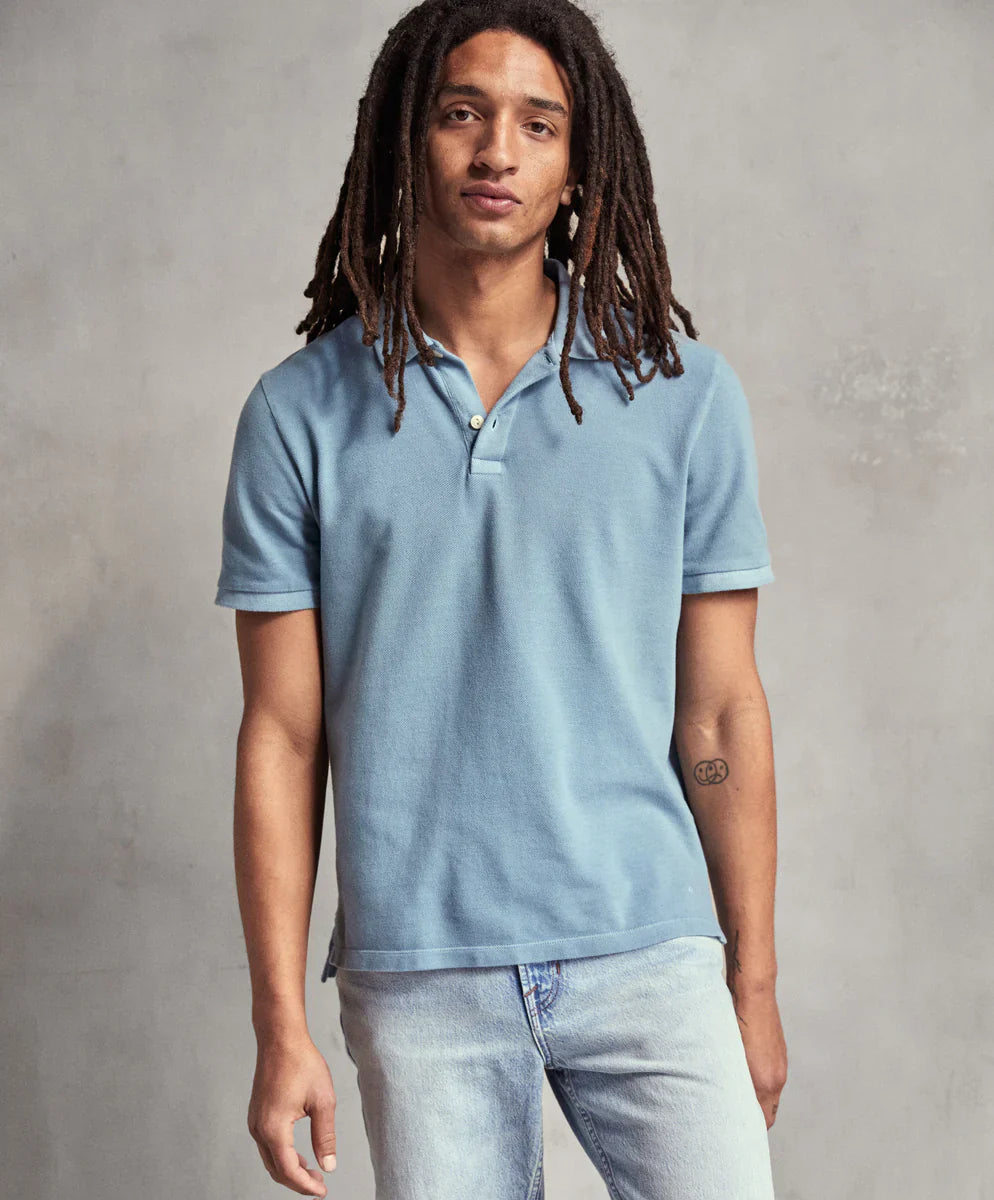 Palm Pique Polo in Blue