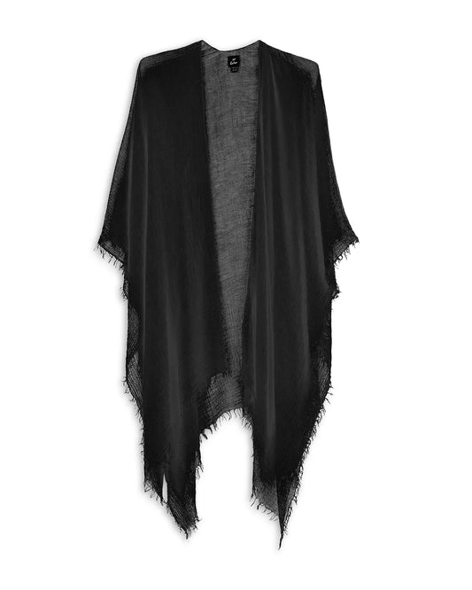 Tissue Weight Ruana in Black