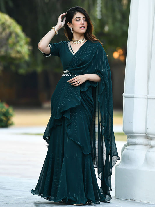 Urbanstree Hayaat Pre Drape Saree with Stitched Blouse