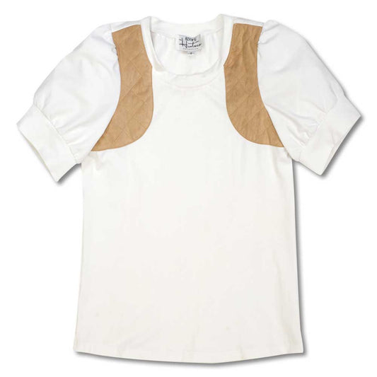 Kevin's Huntress Scoop Neck Puff Sleeve Shooting Tee-Women's Clothing-White with Buff Patches-XS-Kevin's Fine Outdoor Gear & Apparel