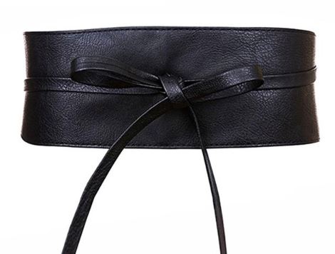 Bowknot Faux Leather Black Brown Women Belt