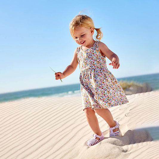 Summer Blossom - Girls' Floral Knit Dress