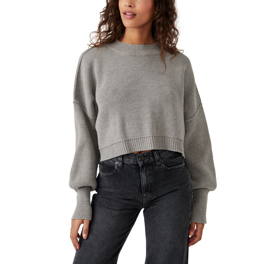 Easy Street Crop Pullover in Grey