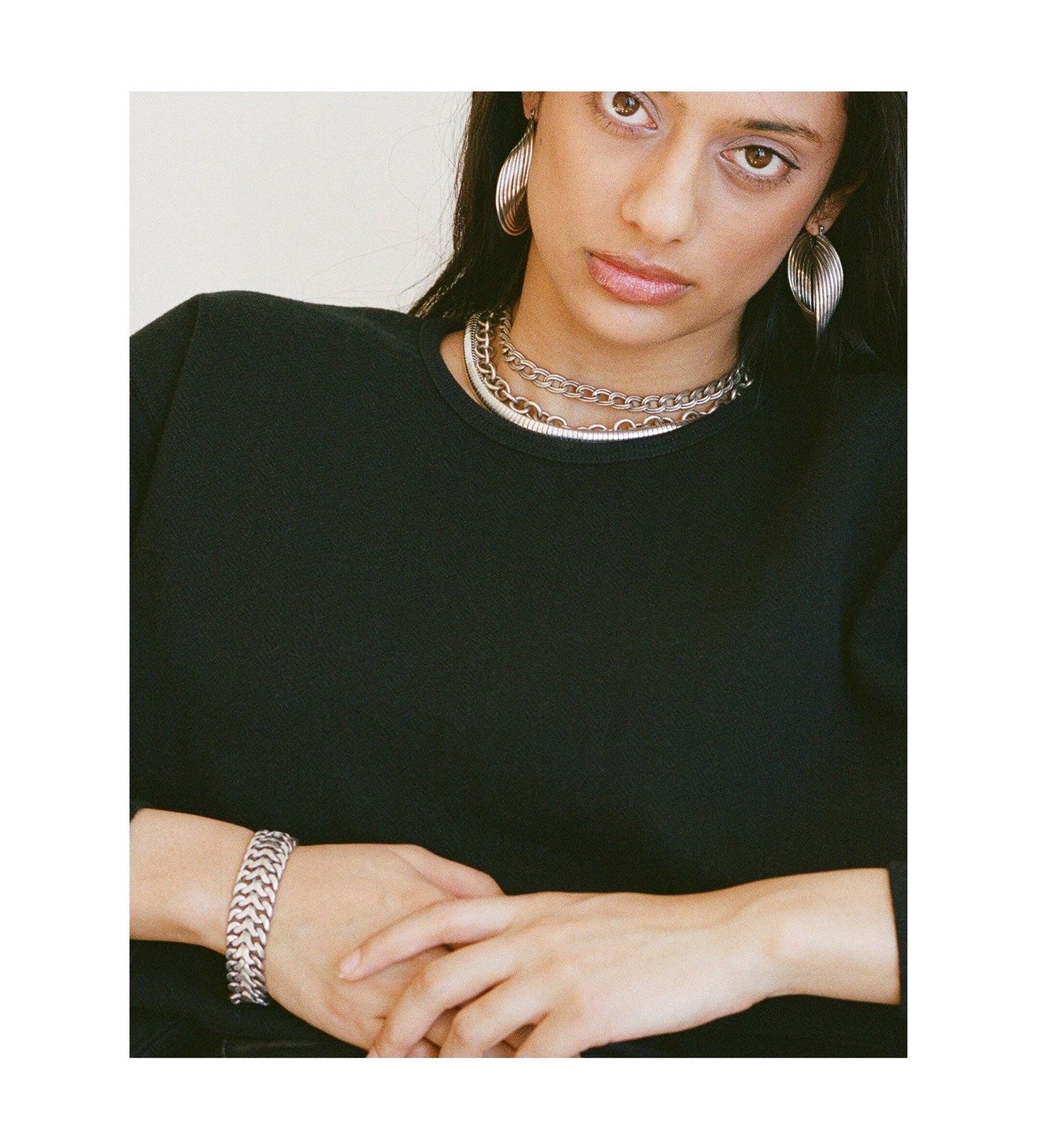 The Crop Sweatshirt Black Herringbone