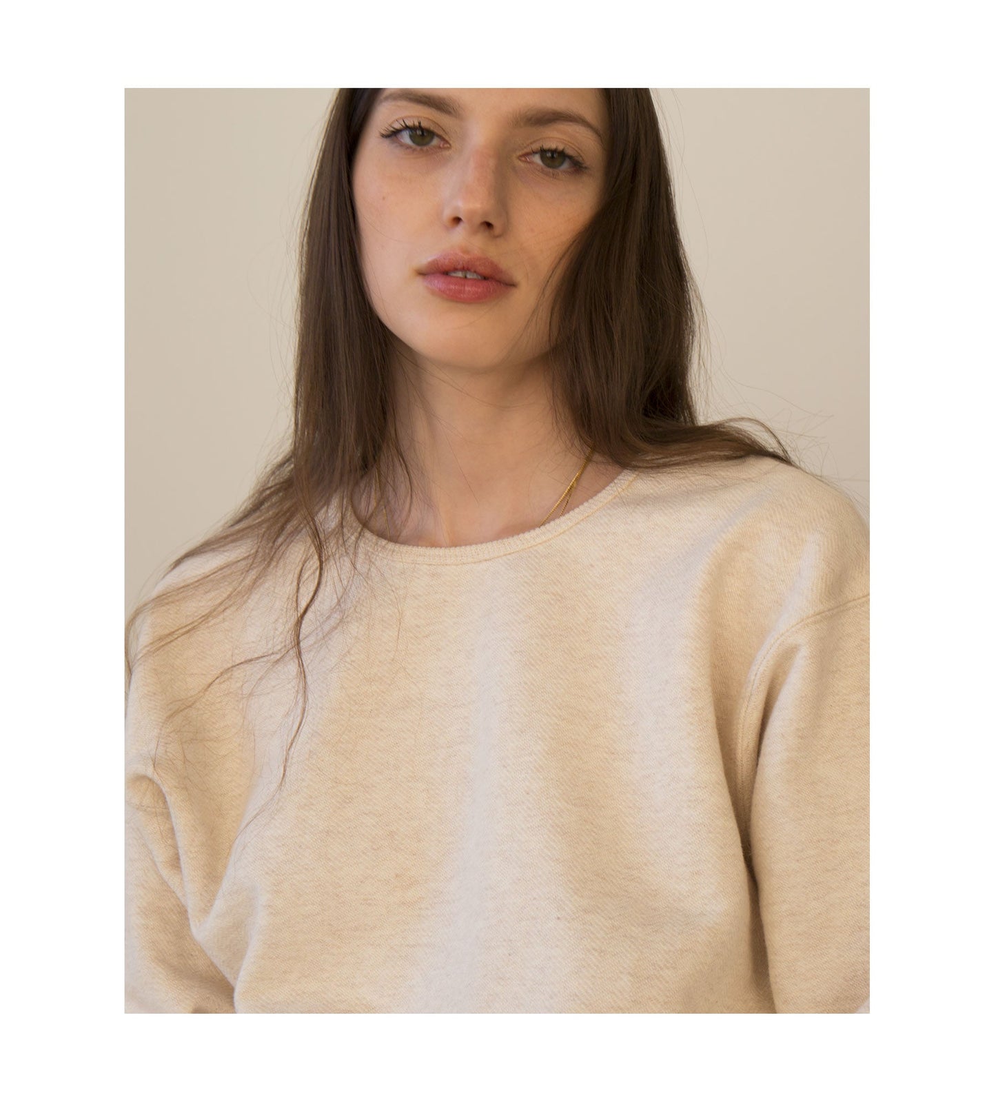 The Crop Sweatshirt Cream Herringbone