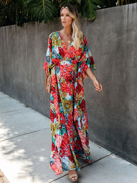 Boho Print Half Sleeve Long Kimono