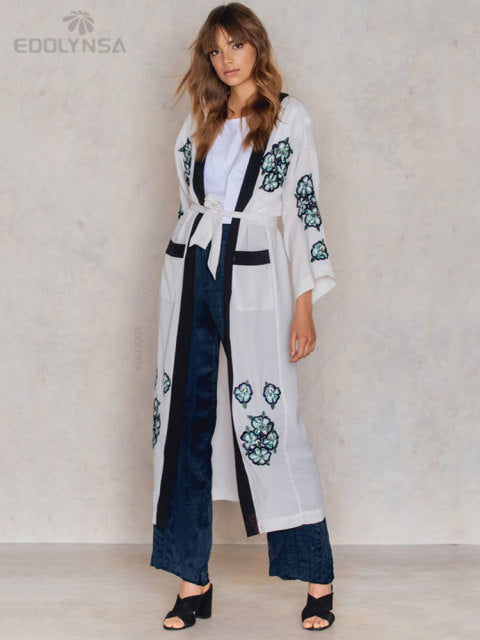 Boho Print Half Sleeve Long Kimono