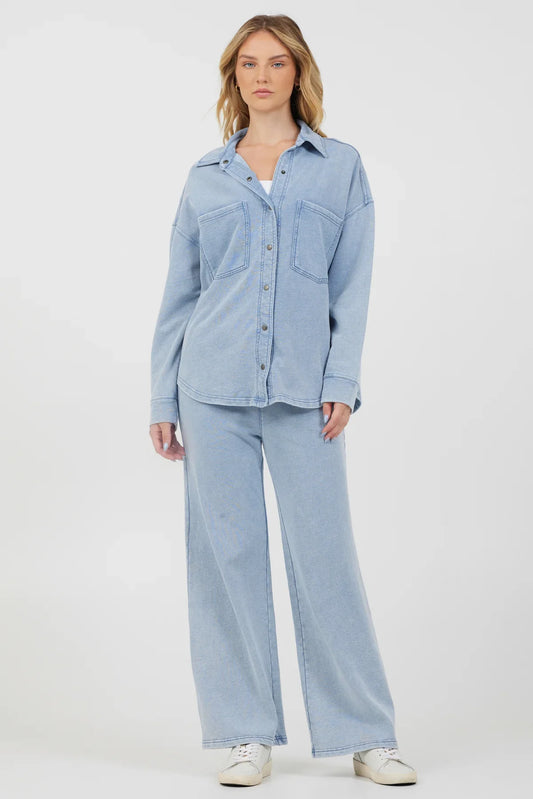Washed Denim Terry Pant