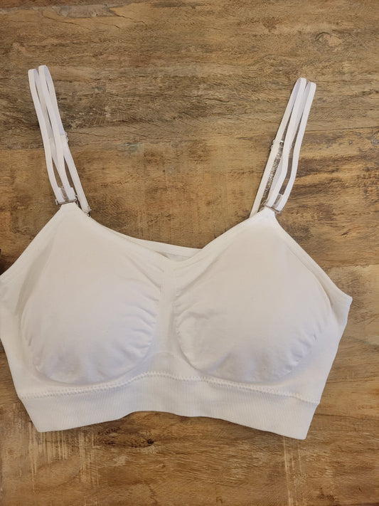 Thin Sheer Strap Bra in White