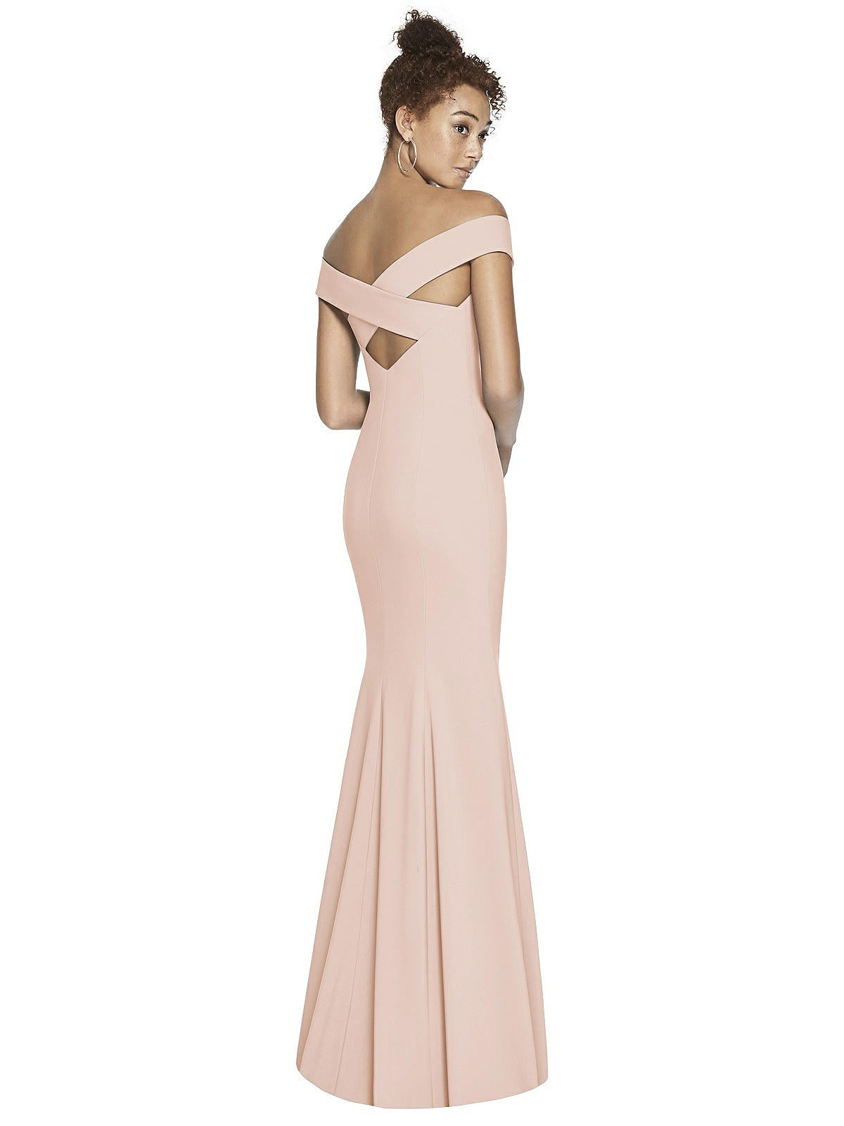 Off-the-Shoulder Criss Cross Back Trumpet Gown
