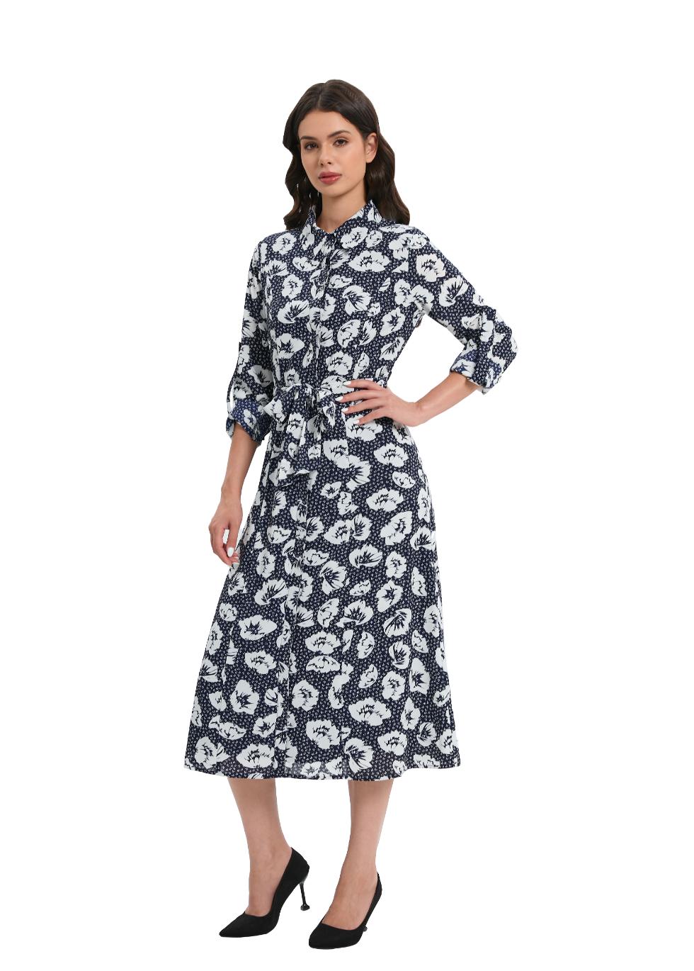 Navy Chic A-Line Dress