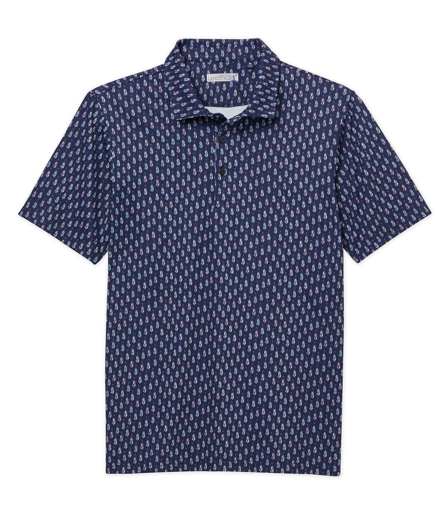 Westport Lifestyle Club Bags Print Performance Polo Knit Shirt