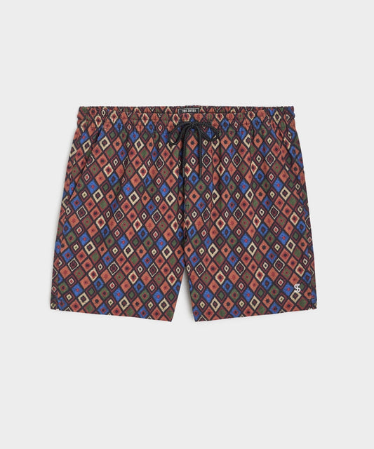 5" Montauk Swim Short in Abstract Diamond