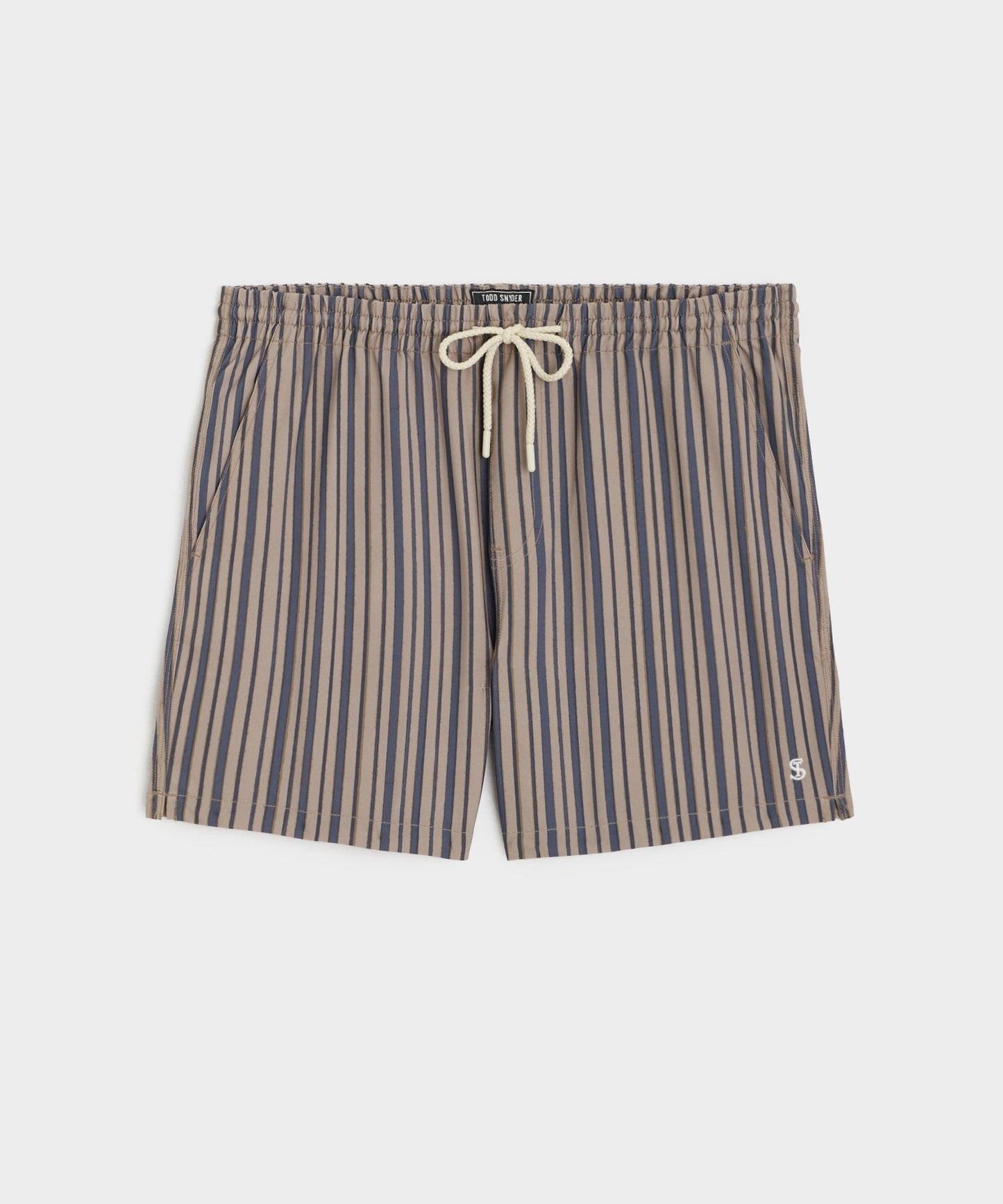 5" Montauk Swim Short in Tan Double Stripe