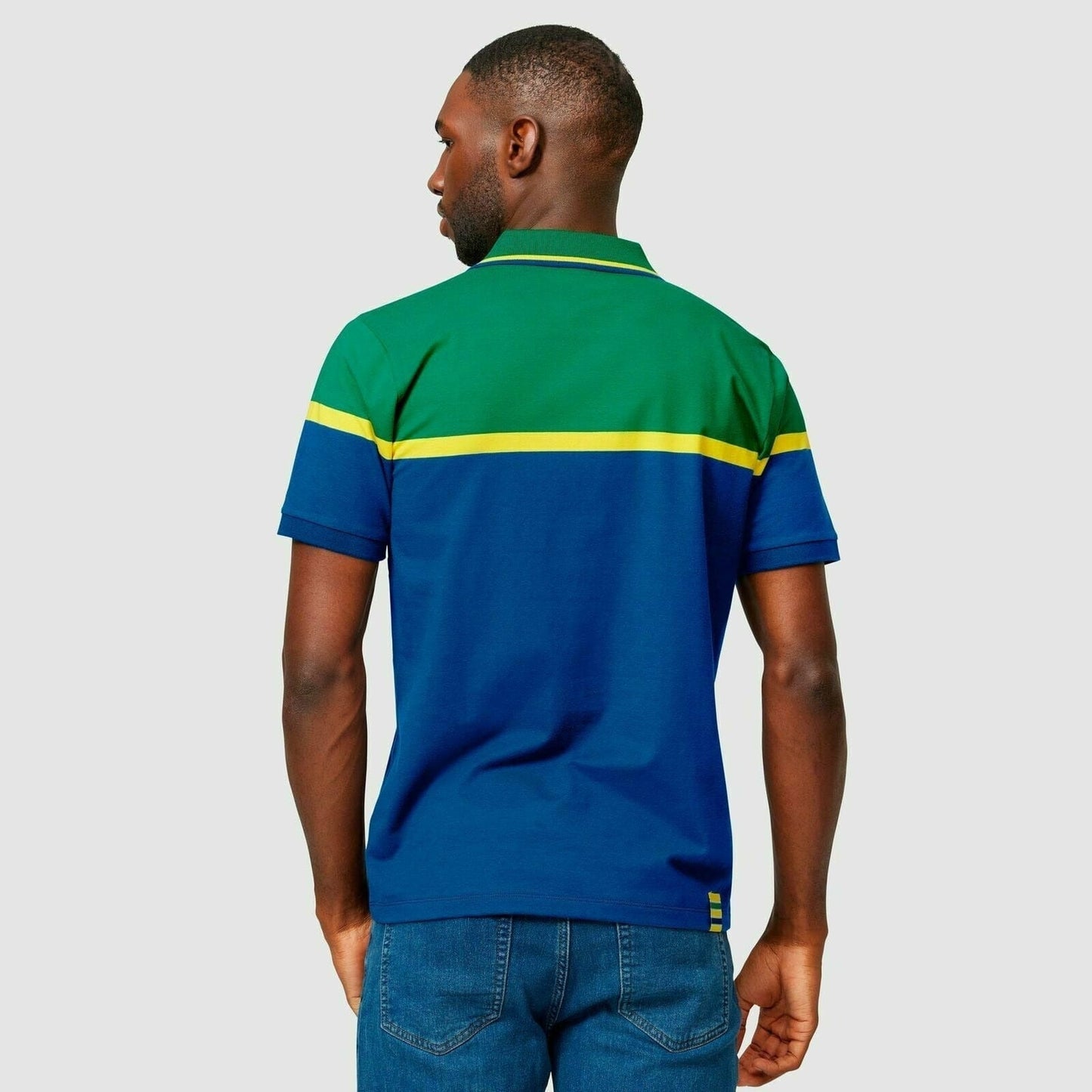Ayrton Senna Men's Fanwear Strip Polo Shirt- Navy