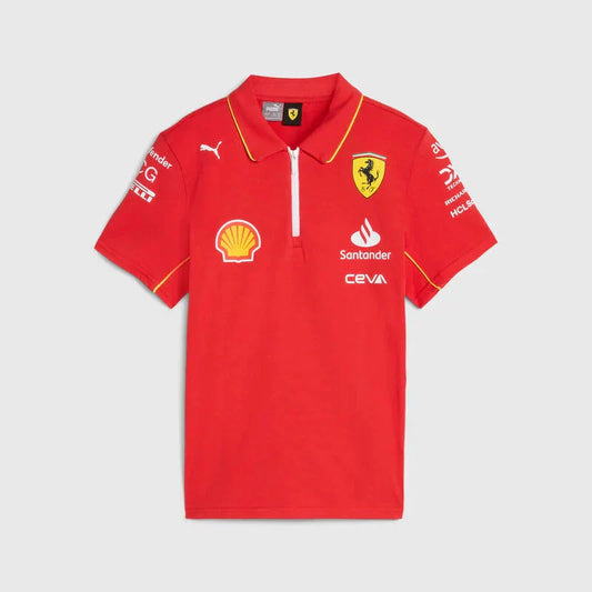 Scuderia Ferrari F1 2024 Kids Team Polo Shirt - Youth Red